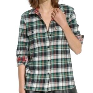 Madewell Ex-boyfriend Highland Tartan Christmas Colors Plaid Flannel Shirt